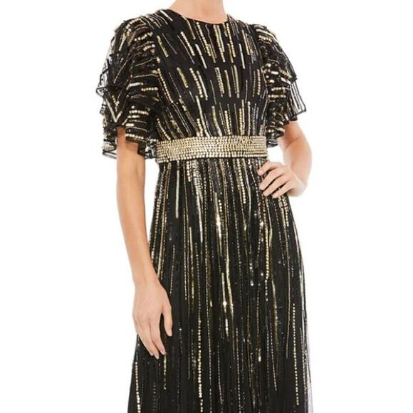 MAC DUGGAL Women’s Embellished Full Length Layered Sleeves Gown in the Size 12 - Picture 7 of 10